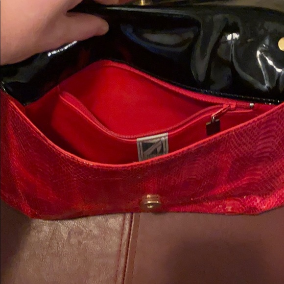 Vintage J Renee Red snakeskin Envelope Clutch - Picture 3 of 7